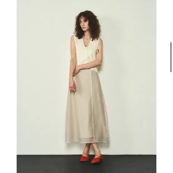 [BUNJANG] Yoriyori Beige Long Skirt (Size M) / 여리여리 스커트 m