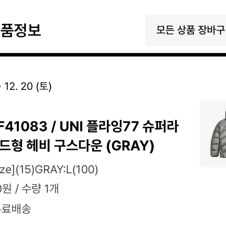 [BUNJANG] New Balance Flying 77 Heavy Goose Down Gray L / 뉴발 플라잉77 헤비 구스다운 그레이 L판매