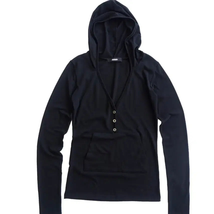 [SOLD OUT] 이즈이즈 나의나인 button hood 버튼 후드 블랙