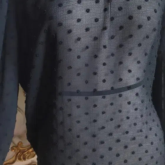[BUNJANG] Black Dot See-Through Blouse / 블랙 도트 시스루 블라우스