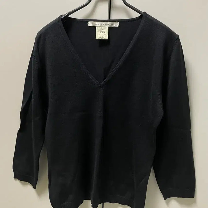 [BUNJANG] Vintage Studio Silk V-neck Knit Top / 빈티지 실크 브이넥 니트 블랙 슬림핏 S 7부