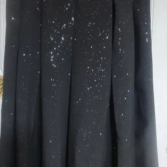 [BUNJANG] Sparkle Pleated Black Long Wide Pants / 반짝이 플리츠 블랙 롱  와이드 팬츠