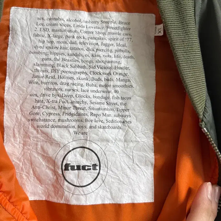 [BUNJANG] FUCT Ma-1 XL Jacket / 퍽트 FUCT advertisement Ma-1 XL jacket