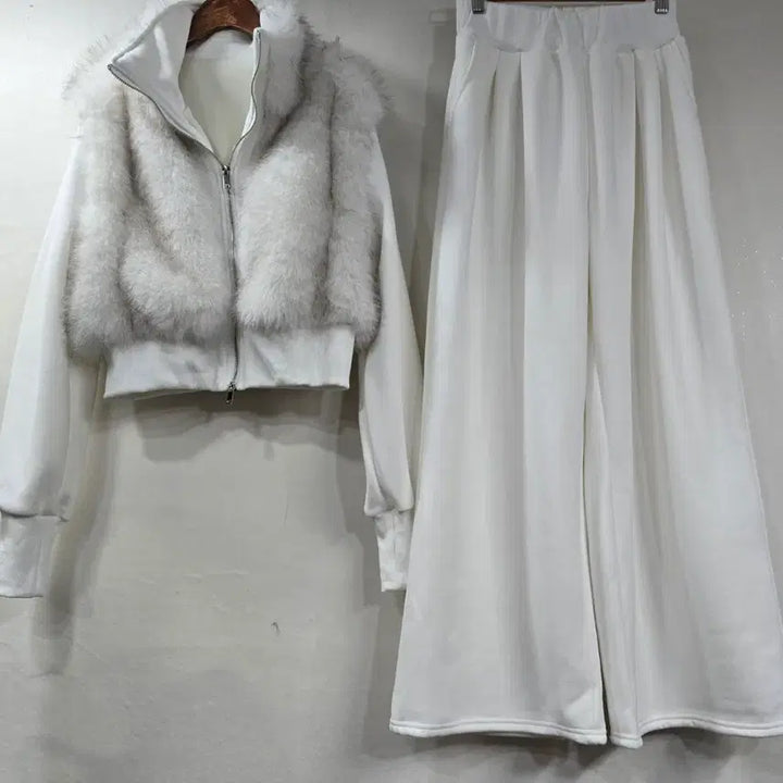 [BUNJANG] Faux Fur Zip-Up Training Set / 새상품) 퍼 집업 트레이닝복 세트