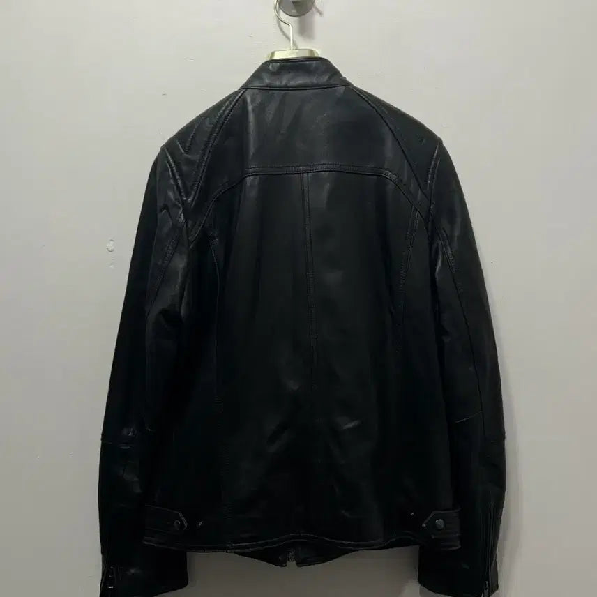 [BUNJANG] Black Leather Rider Jacket Size 66 / 블랙 가죽 라이더 자켓 양가죽 66