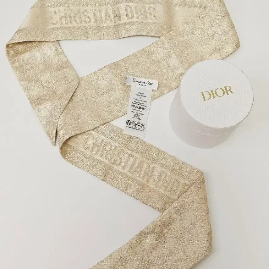 [BUNJANG] Dior Oblique Silk Twill Gold Metallic Scarf / 디올 미차 스카프 - 오블리크 실크 트윌 골드 메탈릭 스카프