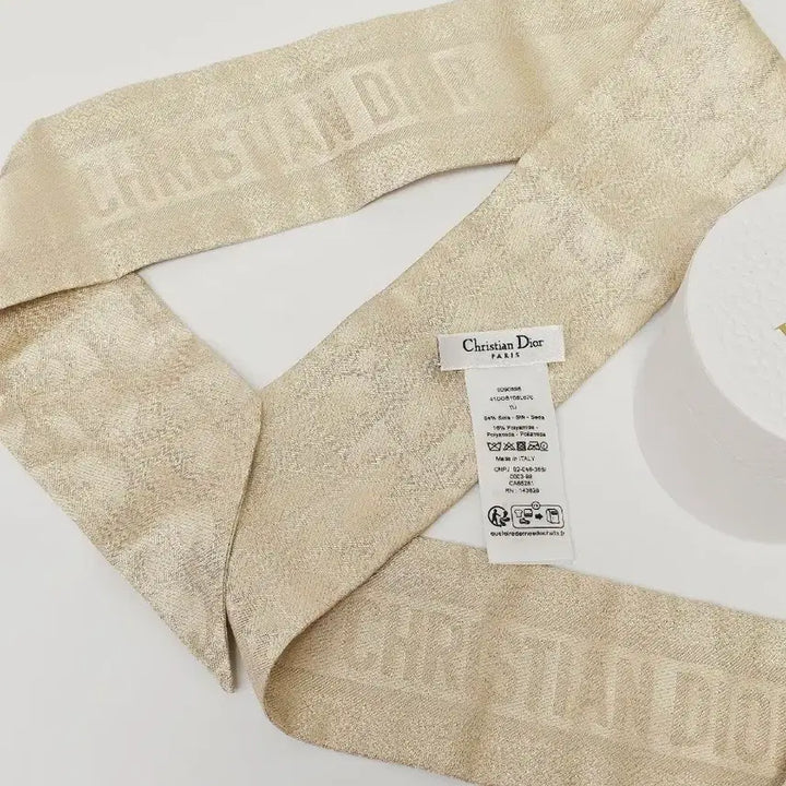 [BUNJANG] Dior Oblique Silk Twill Gold Metallic Scarf / 디올 미차 스카프 - 오블리크 실크 트윌 골드 메탈릭 스카프