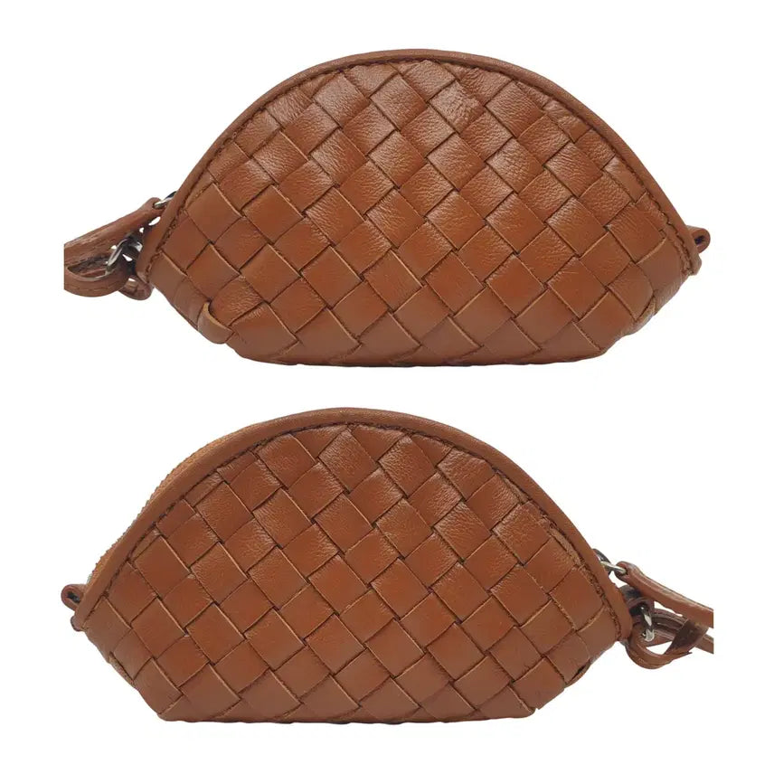 [BUNJANG] GEIGER Intrecciato Lambskin Baby Bag - Brown / [미사용] 가이거 GEIGER 인트레치아토 천연 램스킨 베이비백 브라운