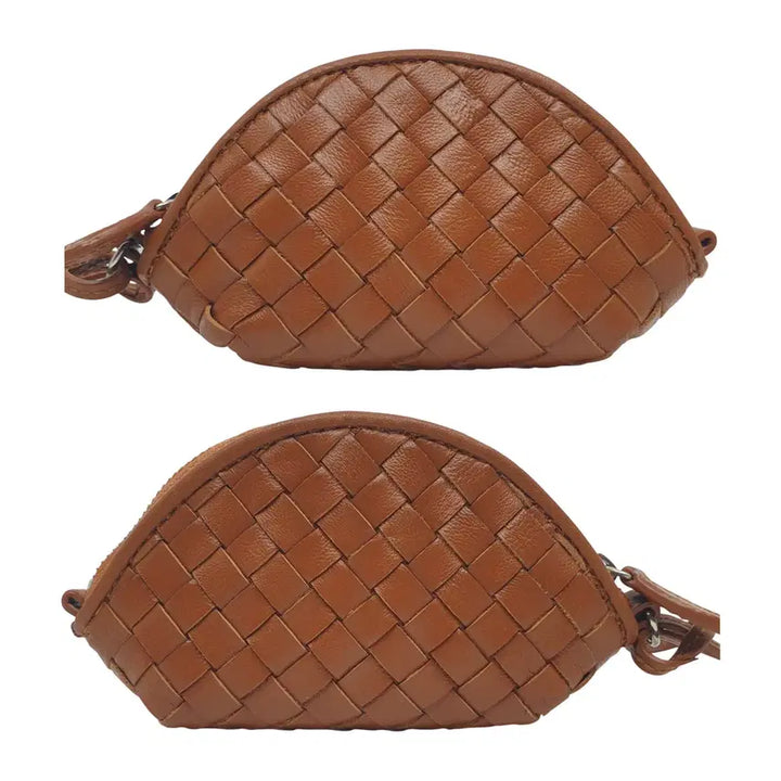 [BUNJANG] GEIGER Intrecciato Lambskin Baby Bag - Brown / [미사용] 가이거 GEIGER 인트레치아토 천연 램스킨 베이비백 브라운