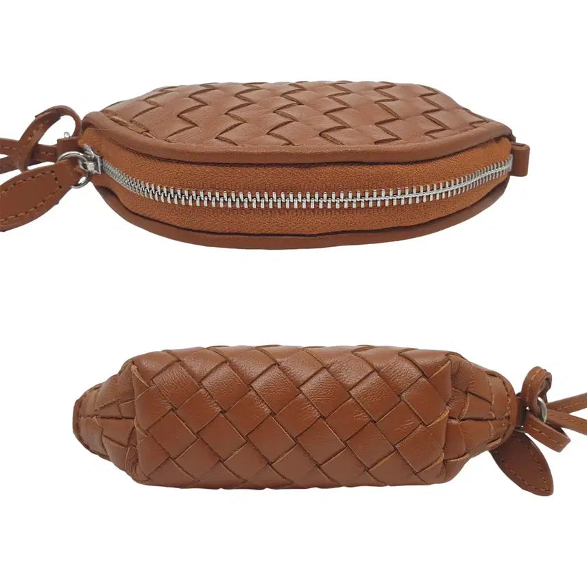 [BUNJANG] GEIGER Intrecciato Lambskin Baby Bag - Brown / [미사용] 가이거 GEIGER 인트레치아토 천연 램스킨 베이비백 브라운