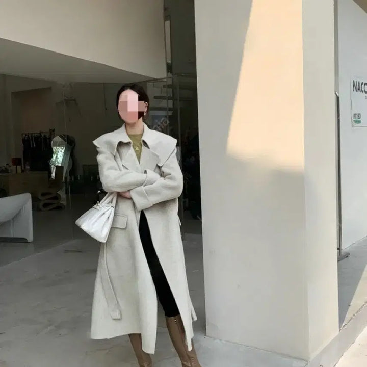 [BUNJANG] Handmade Long Coat / 고급 여리 리얼 핸드메이드 롱코트 새상품급