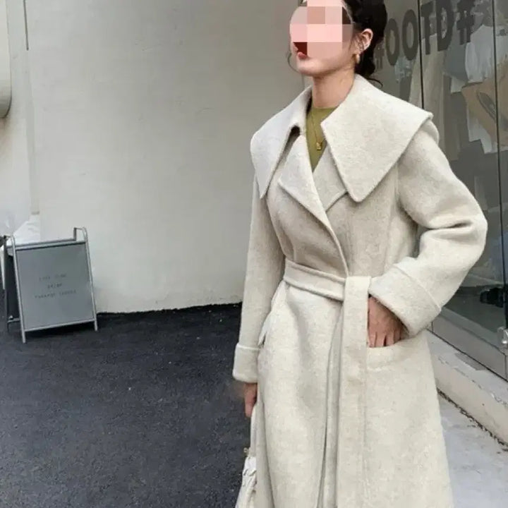 [BUNJANG] Handmade Long Coat / 고급 여리 리얼 핸드메이드 롱코트 새상품급