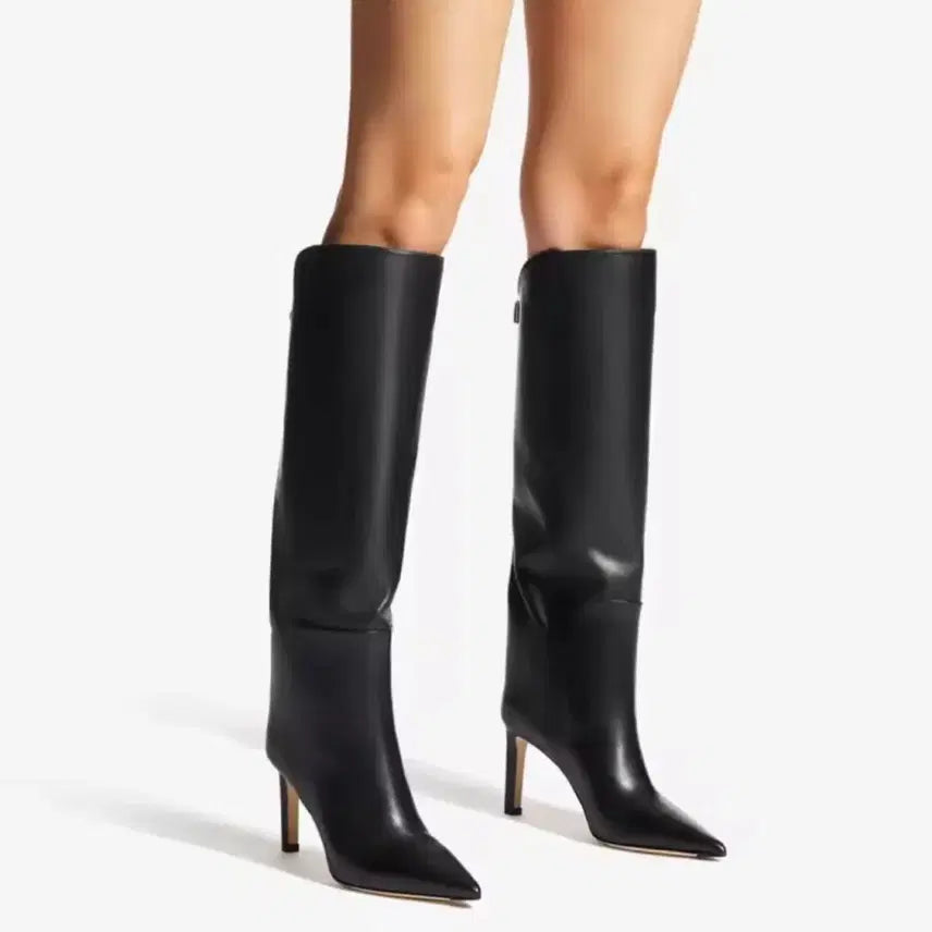 [BUNJANG] Black Long Boots Heels / 시크한 고급 블랙 롱 부츠힐