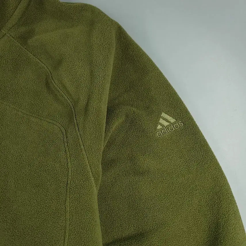 [BUNJANG] Adidas Khaki Raglan Half-Zip Fleece / 아디다스 카키 톤톤 로고 레글런 체스트포켓 반집업 하프집업 모크넥 플리스