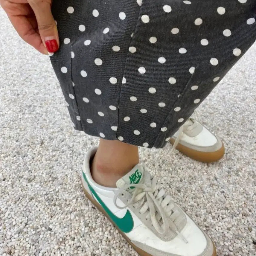 [BUNJANG] Dot Patterned Banded Baggy Pants / 고퀄)도트 밴드 배기면바지(수납