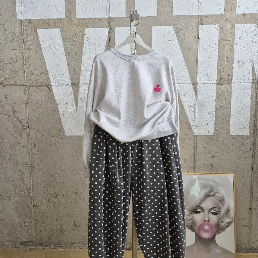 [BUNJANG] Dot Patterned Banded Baggy Pants / 고퀄)도트 밴드 배기면바지(수납