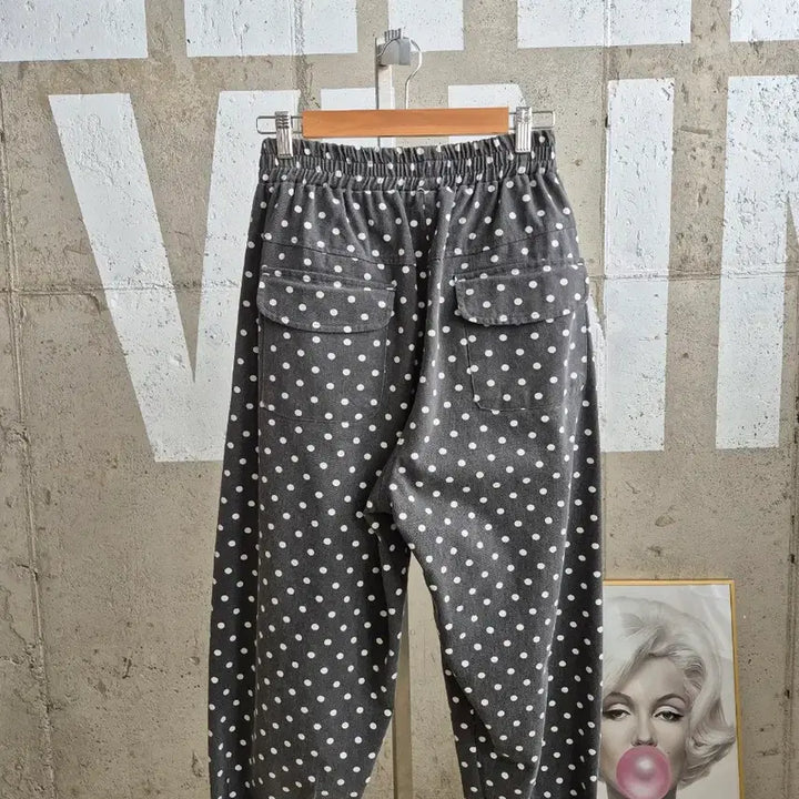 [BUNJANG] Dot Patterned Banded Baggy Pants / 고퀄)도트 밴드 배기면바지(수납