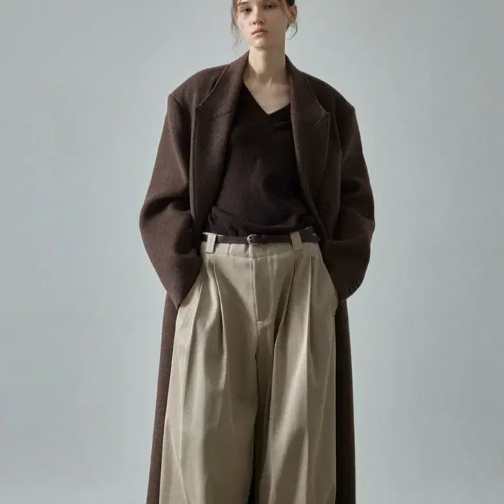 [BUNJANG] Facade Pattern Cashmere Double Coat Melange Brown / 파사드패턴 캐시미어 더블 코트_melange brown