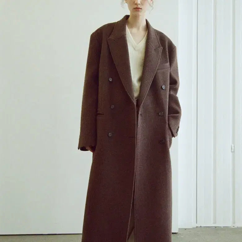 [BUNJANG] Facade Pattern Cashmere Double Coat Melange Brown / 파사드패턴 캐시미어 더블 코트_melange brown