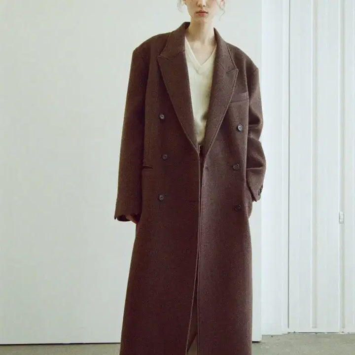 [BUNJANG] Facade Pattern Cashmere Double Coat Melange Brown / 파사드패턴 캐시미어 더블 코트_melange brown