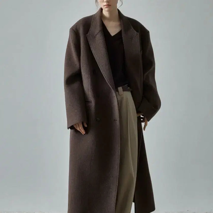 [BUNJANG] Facade Pattern Cashmere Double Coat Melange Brown / 파사드패턴 캐시미어 더블 코트_melange brown