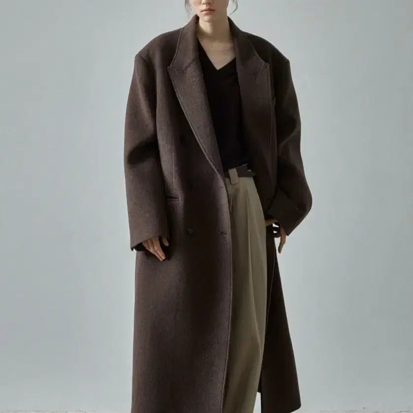 [BUNJANG] Facade Pattern Cashmere Double Coat Melange Brown / 파사드패턴 캐시미어 더블 코트_melange brown