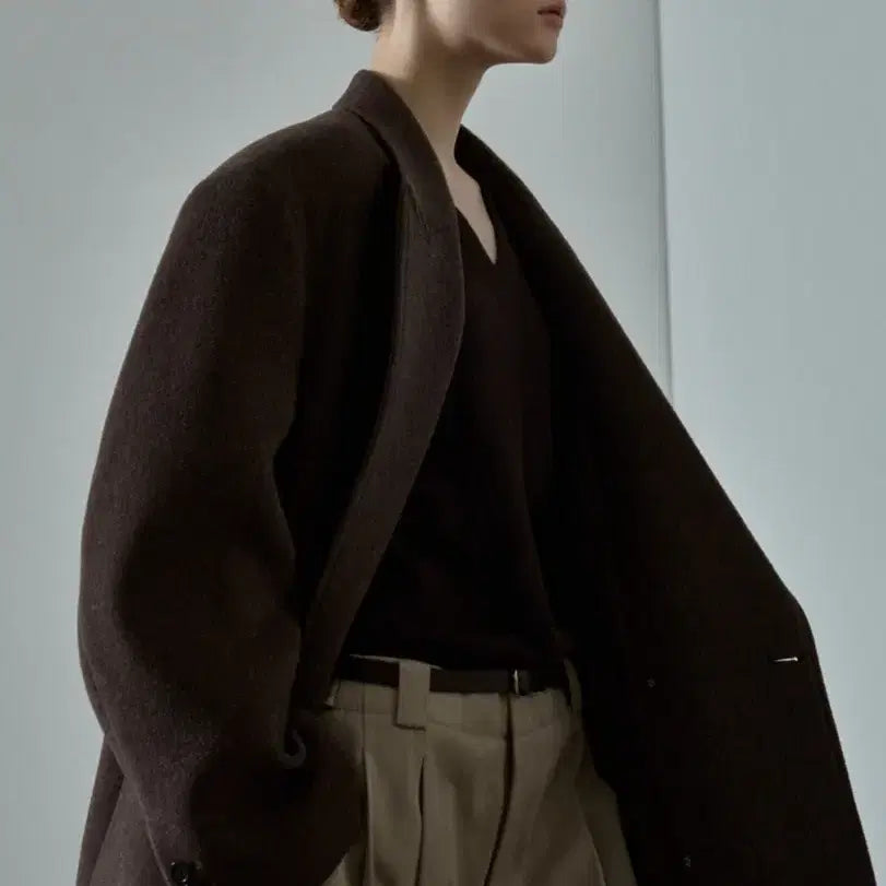 [BUNJANG] Facade Pattern Cashmere Double Coat Melange Brown / 파사드패턴 캐시미어 더블 코트_melange brown