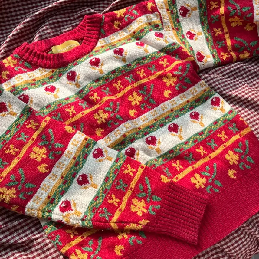 [BUNJANG] Blooming Fair Isle Sweater Knit / 메인부스 Blooming Fair Isle 스웨터 니트
