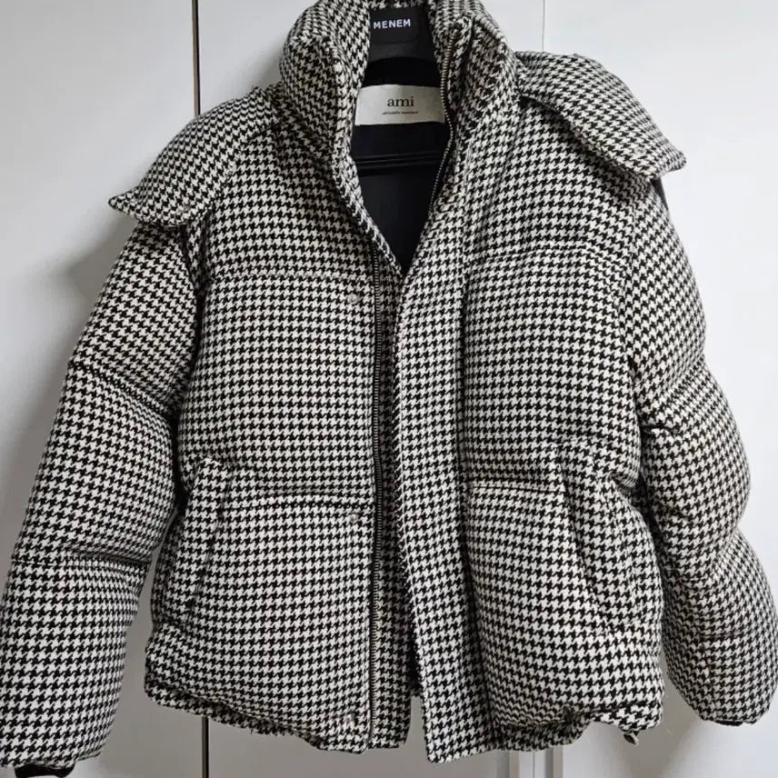 [BUNJANG] Ami Houndstooth Check Pattern Padded Jacket / 아미 하운즈투스 체크 패턴 패딩