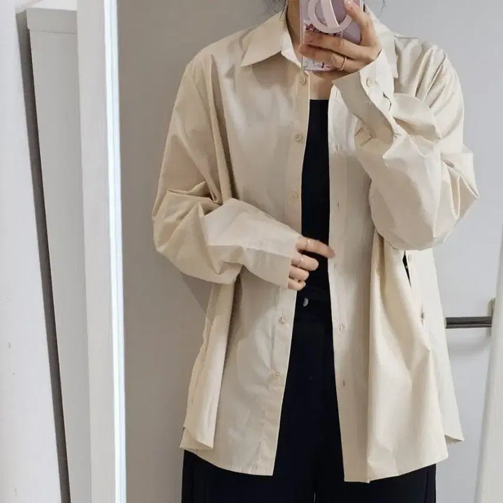 [BUNJANG] Side Button Washed Shirt / 양옆 사이드단추 셔츠 색상택1