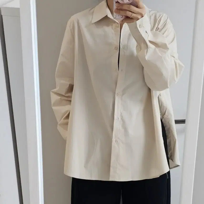 [BUNJANG] Side Button Washed Shirt / 양옆 사이드단추 셔츠 색상택1