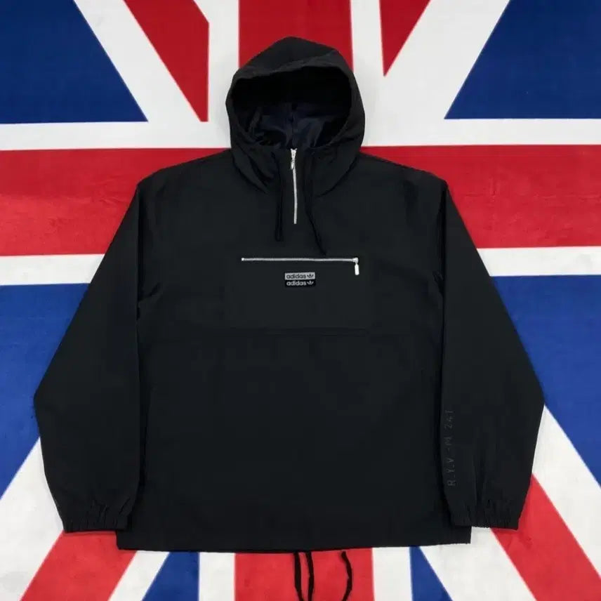 [BUNJANG] Adidas Half-Zip Windbreaker Black / 아디다스 반집업 바람막이 블랙