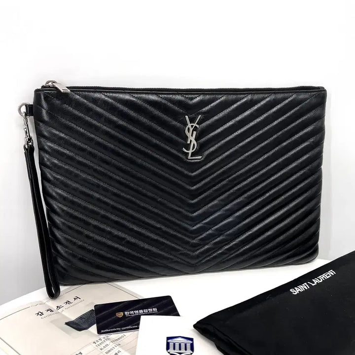 [BUNJANG] Saint Laurent Matelassé Clutch Bag Large Black (440222) / [감정완료] 생로랑 마틀라세 클러치백 라지 블랙 (440222)