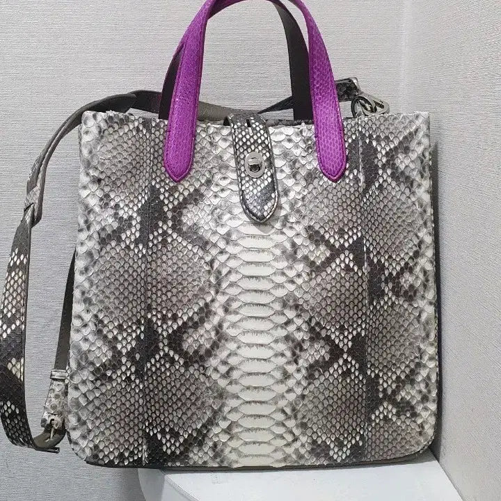[BUNJANG] Jalmoi Shoulder/Tote Bag (Real Python) Purple Handle / 잘모이 숄더백 / 토트백 퍼플 핸들(리얼파이톤)