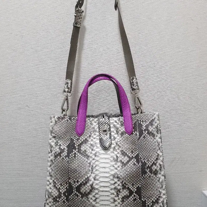 [BUNJANG] Jalmoi Shoulder/Tote Bag (Real Python) Purple Handle / 잘모이 숄더백 / 토트백 퍼플 핸들(리얼파이톤)