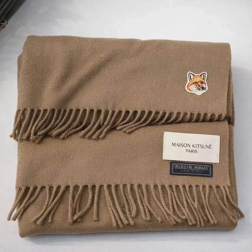 [BUNJANG] Maison Kitsune Fox Logo Virgin Wool Muffler Brown / 메종키츠네 폭스 로고 버진 울 머플러 브라운