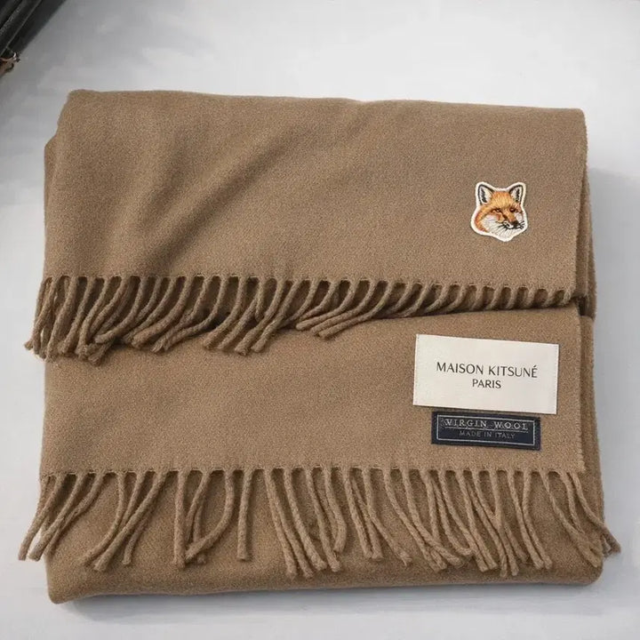 [BUNJANG] Maison Kitsune Fox Logo Virgin Wool Muffler Brown / 메종키츠네 폭스 로고 버진 울 머플러 브라운