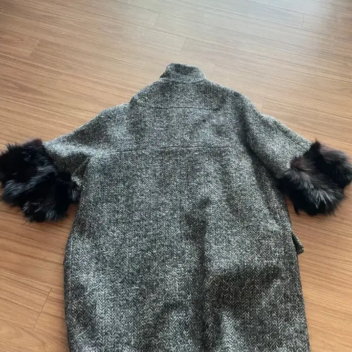 [BUNJANG] Maje Herringbone Fur Coat (Size 36) / 마쥬 헤링본 퍼 코트 36사이즈