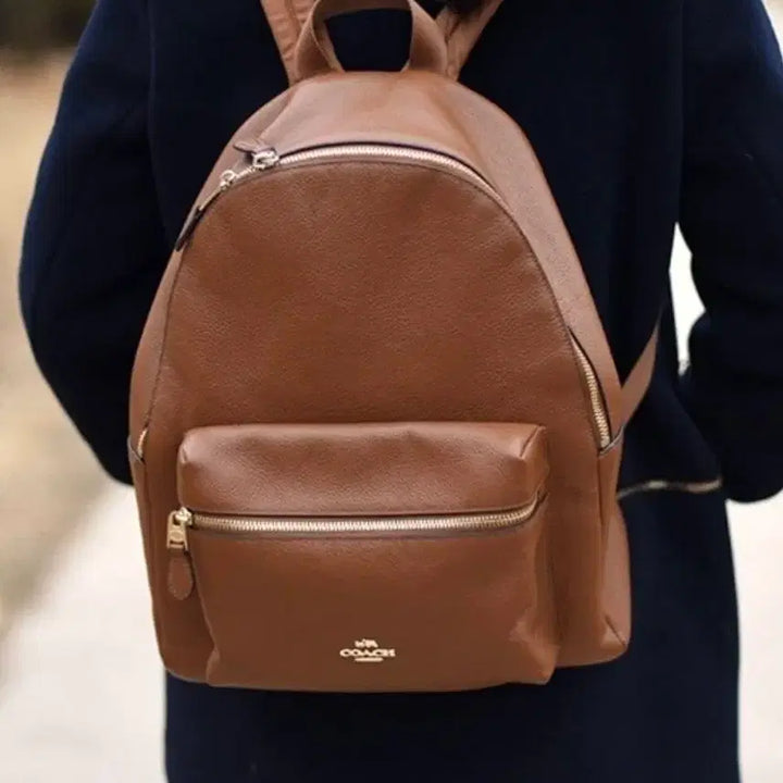 [BUNJANG] COACH Brown Real Leather Backpack / COACH 브라운 리얼가죽 백팩