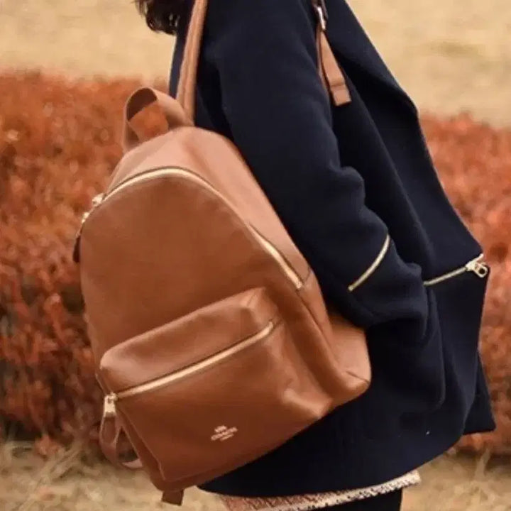[BUNJANG] COACH Brown Real Leather Backpack / COACH 브라운 리얼가죽 백팩