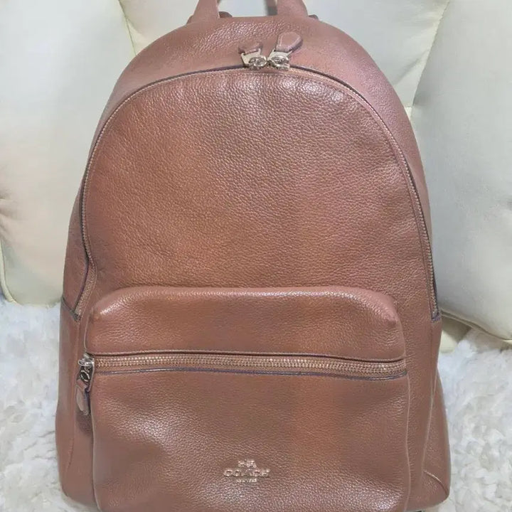 [BUNJANG] COACH Brown Real Leather Backpack / COACH 브라운 리얼가죽 백팩