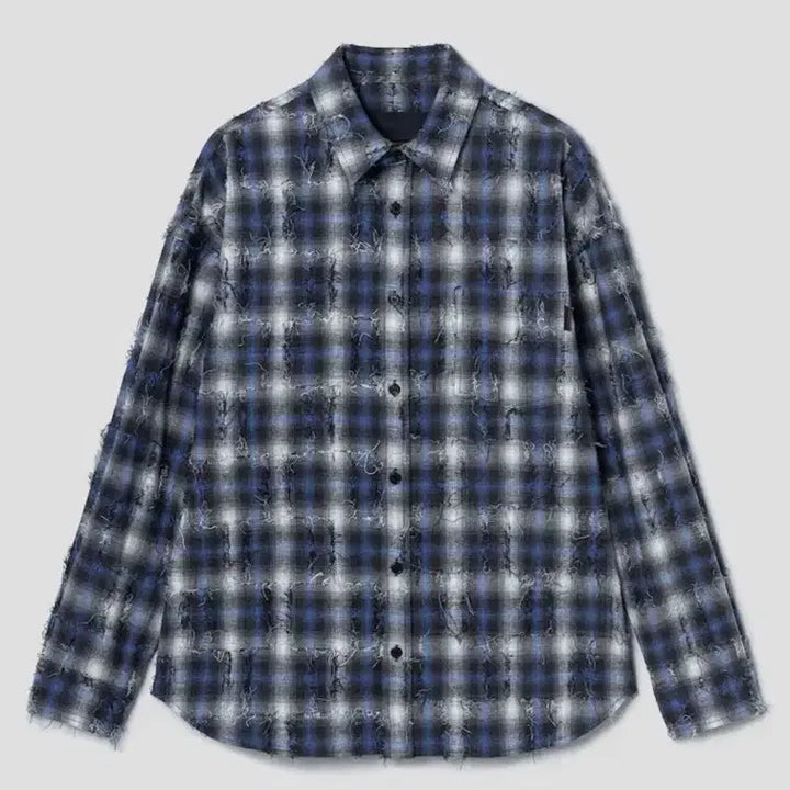 [BUNJANG] Juun.J Grid Check Shirt Blue (Size 48) / 준지 26ss 그리드 니들스 체크셔츠 블루 (48)