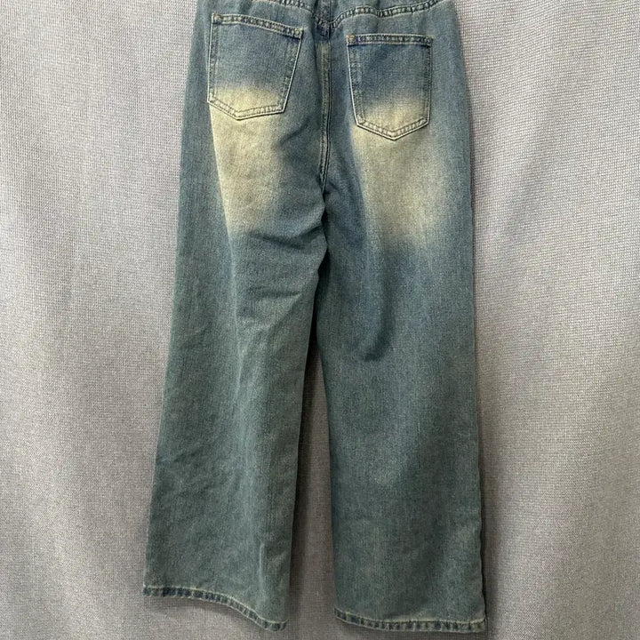 [BUNJANG] Vintage Light Wash Wide Denim Jeans / 빈티지 라이트 워시 와이드 데님