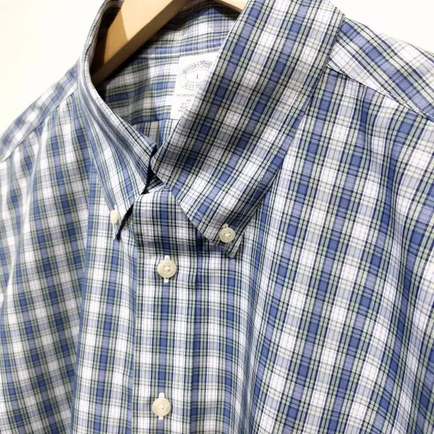 [BUNJANG] Brooks Brothers Original Check Polo Short Sleeve Shirt [L] / 브룩스브라더스 오리지널 체크 폴로 반팔셔츠[L]