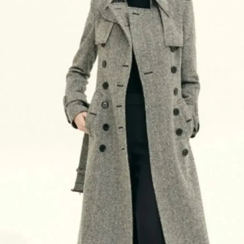 [BUNJANG] Avoavo Song Hye Kyo Trench Coat / 아보아보 헤링본 울 맥시 송혜교 트렌치 코트
