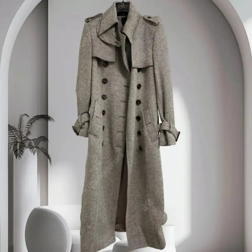 [BUNJANG] Avoavo Song Hye Kyo Trench Coat / 아보아보 헤링본 울 맥시 송혜교 트렌치 코트