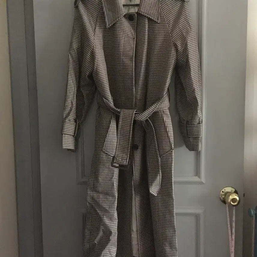 [BUNJANG] Sandro Check Trench Coat Long Jacket / 산드로 체크 트랜치 코트 롱자켓 34사이즈