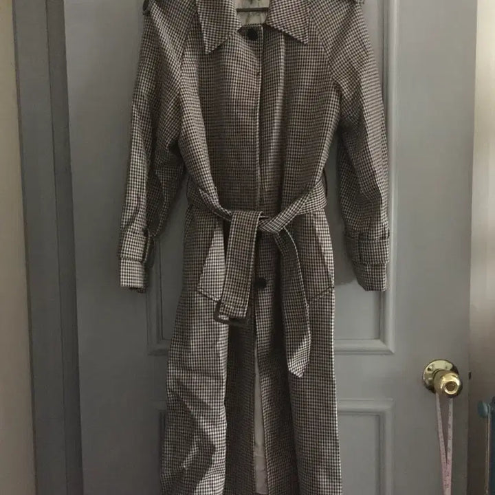 [BUNJANG] Sandro Check Trench Coat Long Jacket / 산드로 체크 트랜치 코트 롱자켓 34사이즈