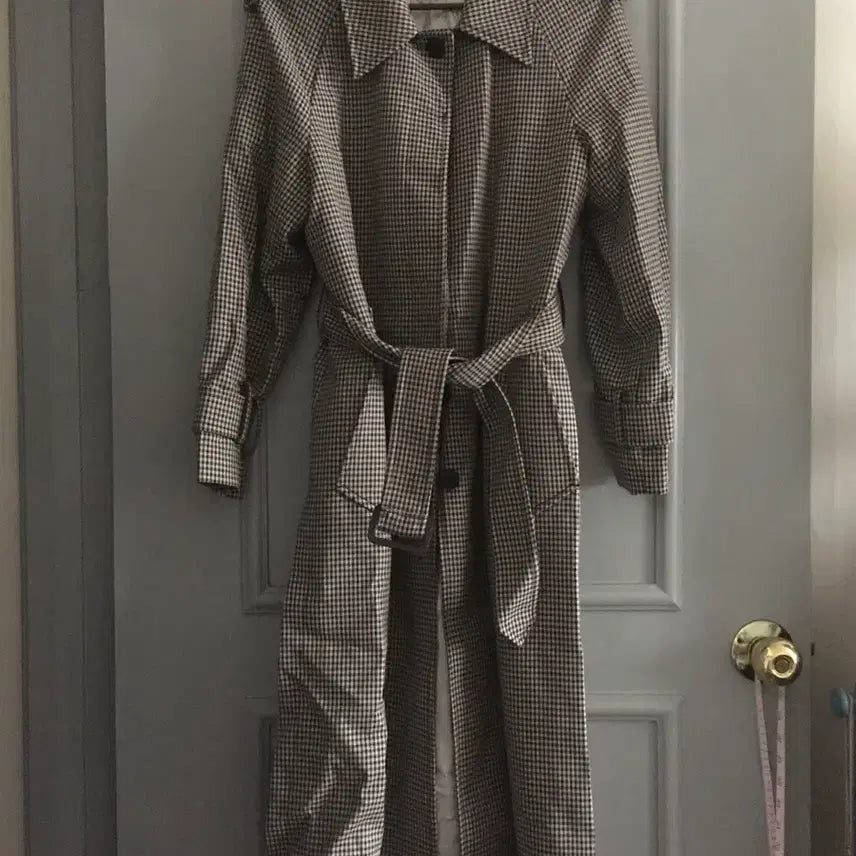 [BUNJANG] Sandro Check Trench Coat Long Jacket / 산드로 체크 트랜치 코트 롱자켓 34사이즈