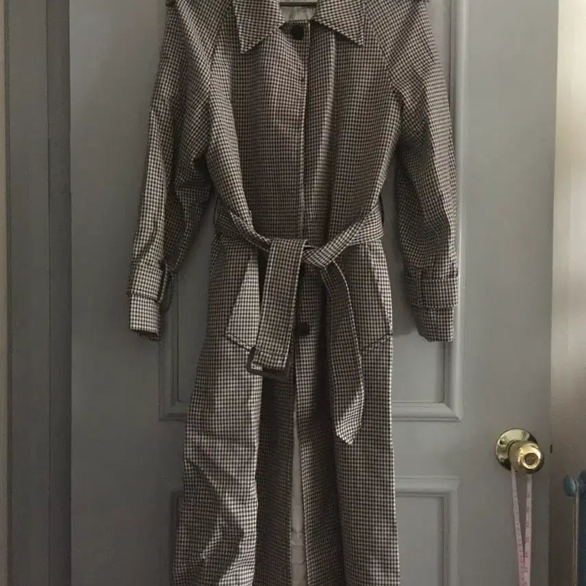 [BUNJANG] Sandro Check Trench Coat Long Jacket / 산드로 체크 트랜치 코트 롱자켓 34사이즈